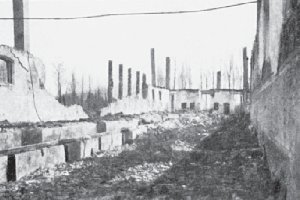 Fraforeano, novembre 1917. Stalla bruciata dagli austriaci. Da L'Italia Agricola, anno 62, n. 2, febbraio 1925