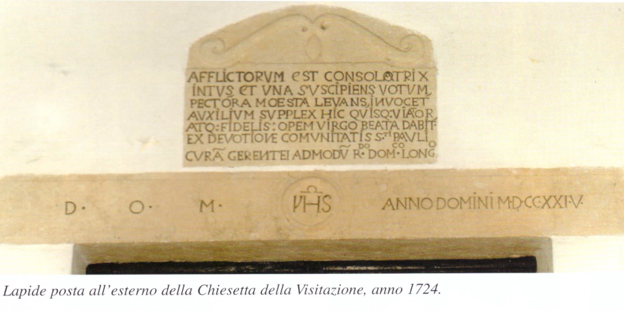 Lapide Fondazione Anno1724 chiesetta Della Visitazione