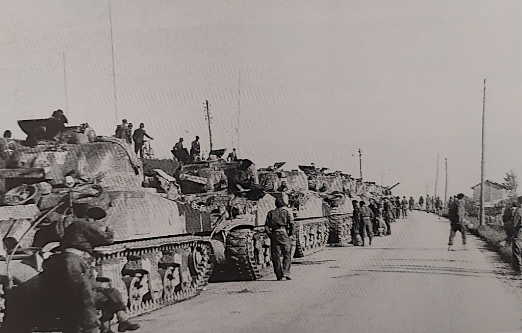 Arrivo delle forze alleate, sosta a ridosso dell’argine a San Giorgio