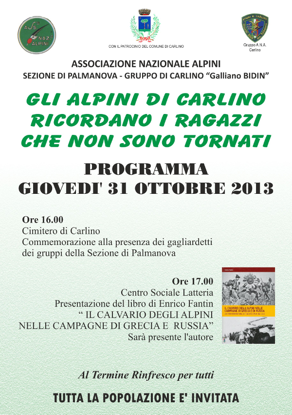 locondina presentazione libro alpini 31 ottobre 2013