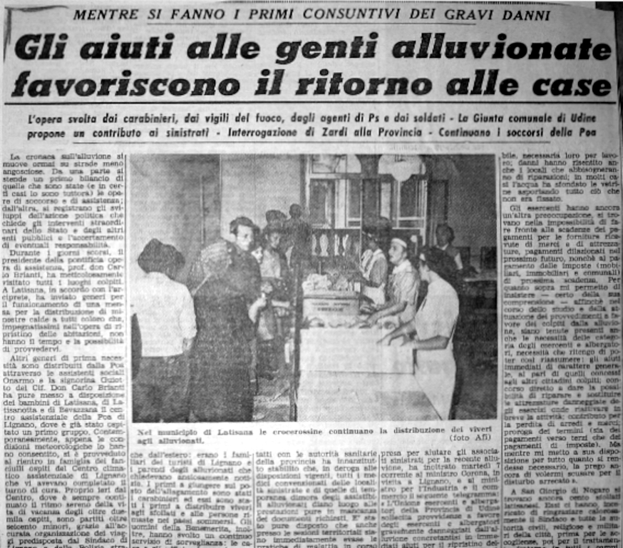 Gli aiuti alle genti alluvionate