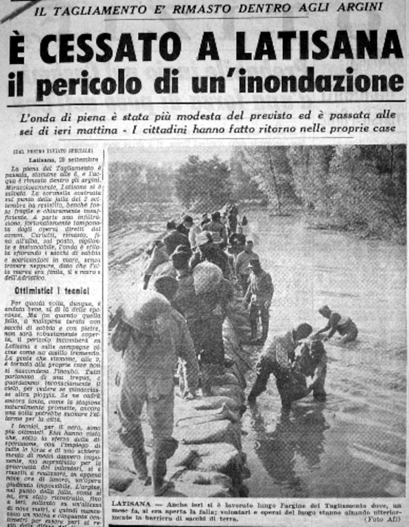 E' cessato a Latisana il pericolo di un'inondazione