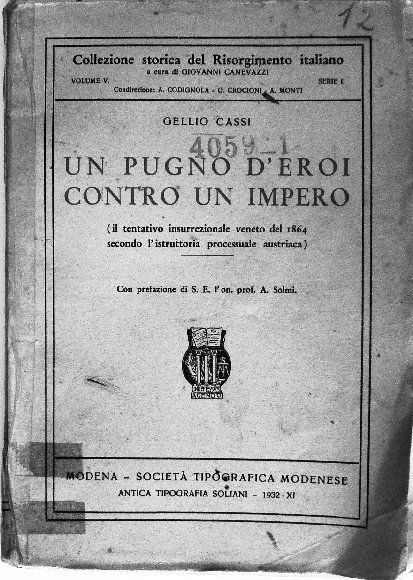 Copertina del libro di Gellio Cassi Un pugno di eroi contro un impero