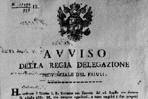 Avviso del 6 agosto 1826 per l'appalto di lavoro per il rialzo degli argini sul Tagliamento