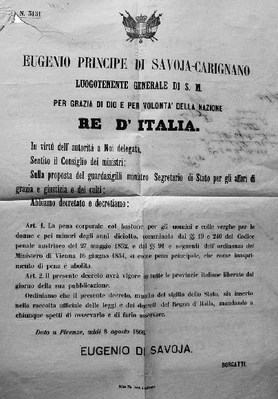 Decreto di abolizione della pena corporale