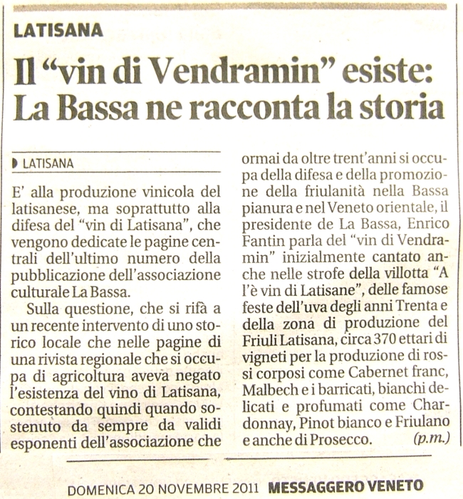 Il vin di Vendramin esiste