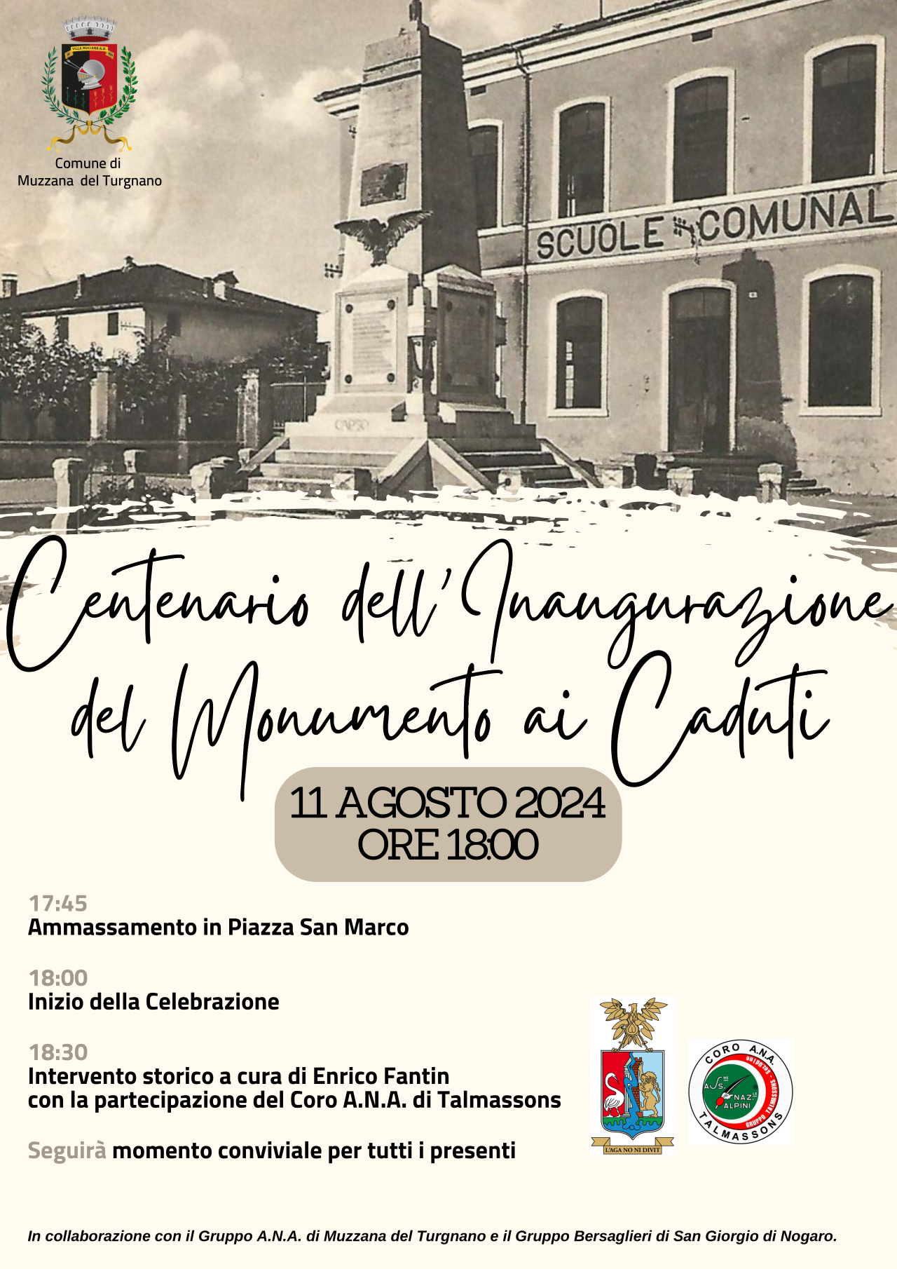 Centenario Inaugurazione Monumento Caduti a Muzzana del Turgnano